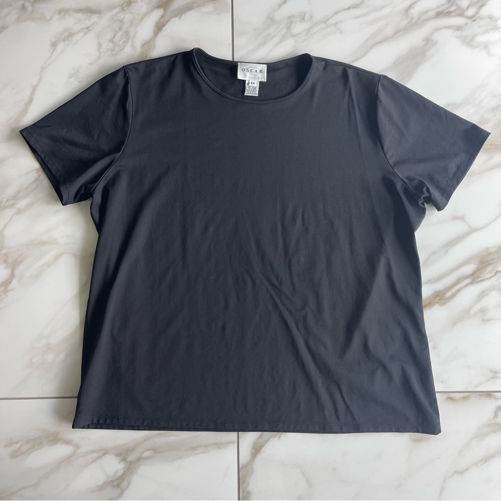 Oscar de la Renta Black Basic Stretch Tee Shirt Size Womens XXL